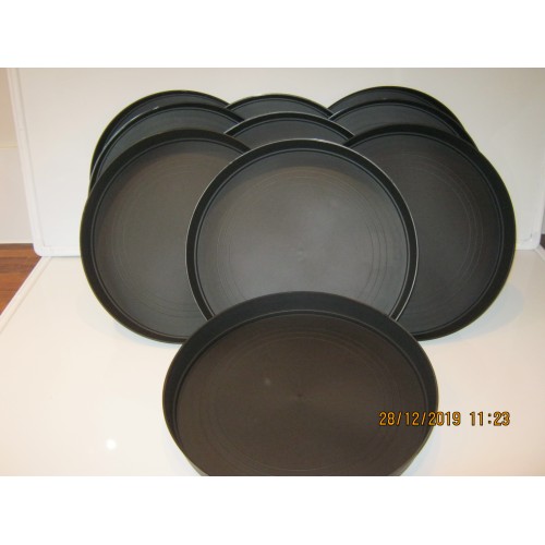 Black Color Matri Round Plastic Plant Saucer 11 Set of 4 Units