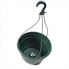 27CM PLASTIC HANGING POTS / BASKETS PLANTERS X10 - DARK GREEN